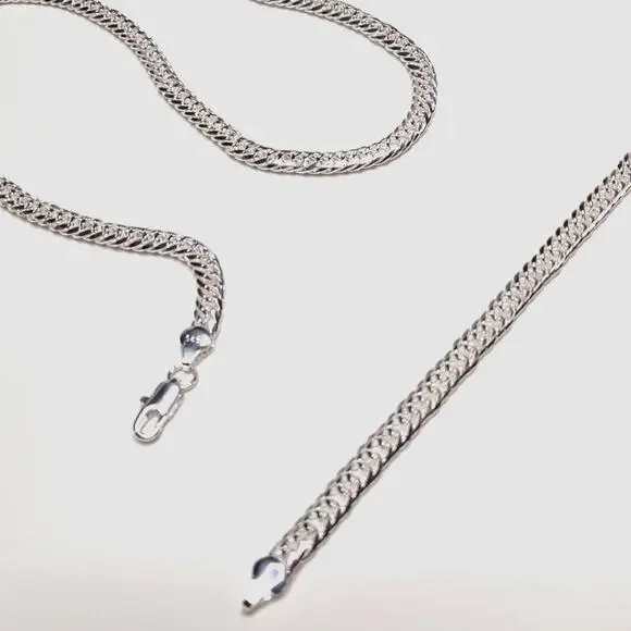 Genuine 925 Sterling Silver Necklace Bracelet Set Bundle Thick Chain Link Gift!